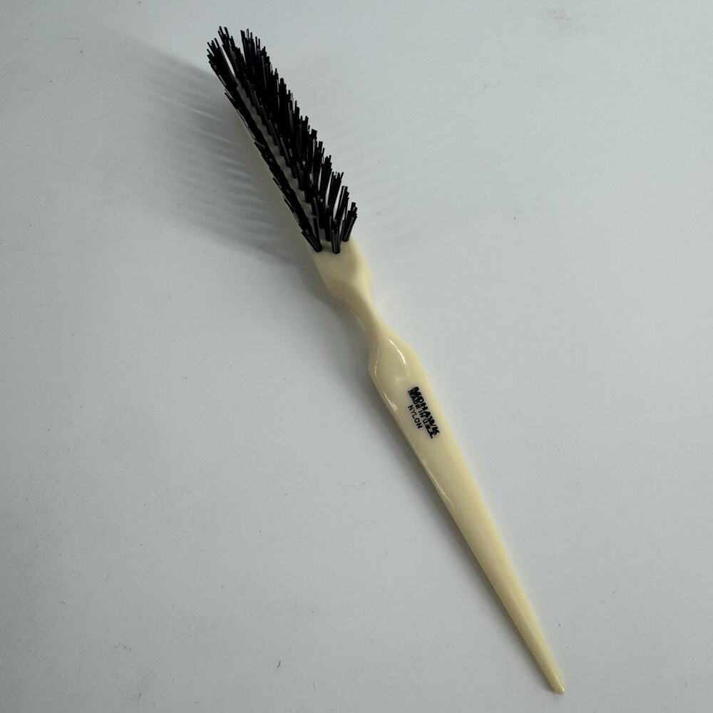 Vtg Mohawk USA Nylon Bristle Teaser Hair Brush Beige Cream